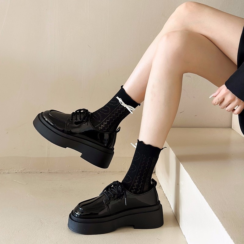 Malé kožené topánky s hrubou podrážkou v preppy štýle pre ženy, módne a všestranné topánky s hrubou podrážkou, mokasíny na platforme, dámske topánky, jarné a jesenné topánky s vysokým podrážkou