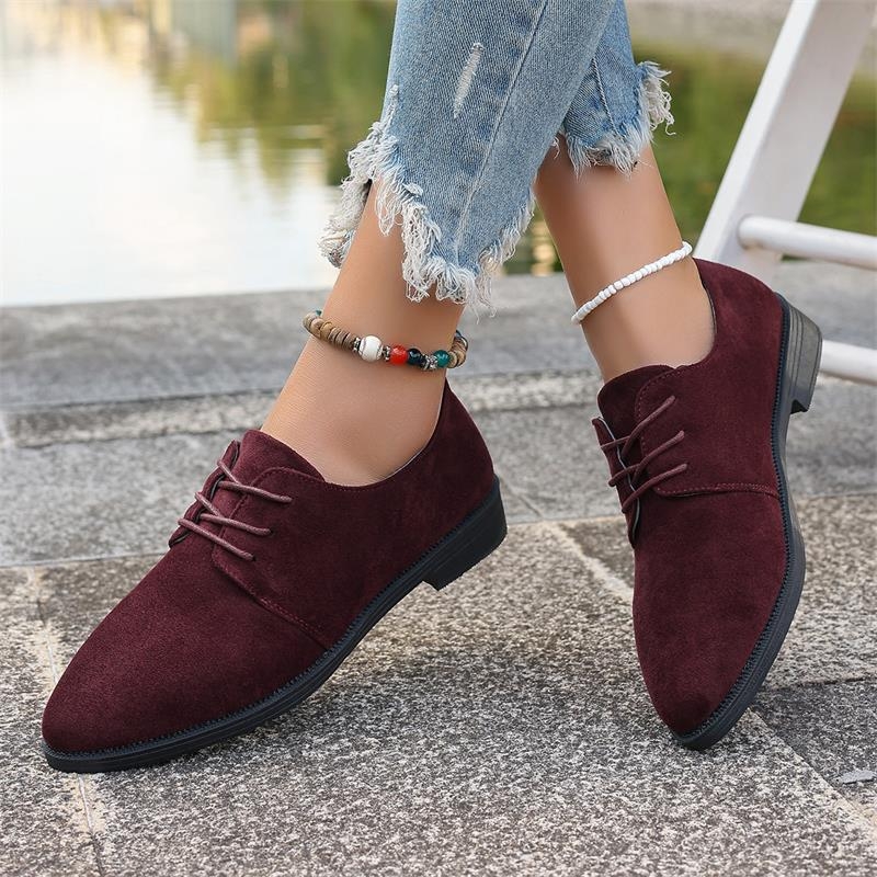 Pantofi sport cu toc din piele întoarsă pentru femei, mărime plus, transfrontalieri, 2025, primăvară și toamnă, pantofi casual cu șireturi, AliExpress, pantofi de comerț exterior pentru femei