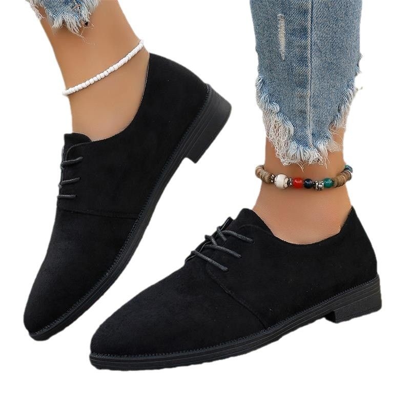 Pantofi sport cu toc din piele întoarsă pentru femei, mărime plus, transfrontalieri, 2025, primăvară și toamnă, pantofi casual cu șireturi, AliExpress, pantofi de comerț exterior pentru femei