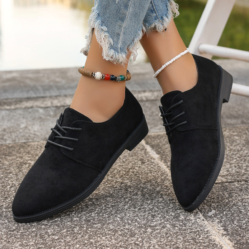 Pantofi sport cu toc din piele întoarsă pentru femei, mărime plus, transfrontalieri, 2025, primăvară și toamnă, pantofi casual cu șireturi, AliExpress, pantofi de comerț exterior pentru femei