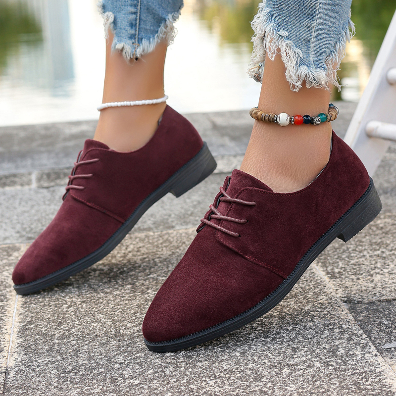 Pantofi sport cu toc din piele întoarsă pentru femei, mărime plus, transfrontalieri, 2025, primăvară și toamnă, pantofi casual cu șireturi, AliExpress, pantofi de comerț exterior pentru femei