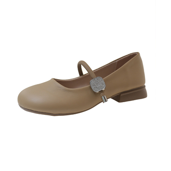 Γυναικεία παπούτσια Mary Jane για την άνοιξη και το φθινόπωρο του 2025 με χοντρό τακούνι, γαλλικό στυλ, σε απαλό συνδυασμό με φούστες, ρηχά, μαλακά παπούτσια, μοντέρνα παπούτσια με χαμηλό τακούνι.