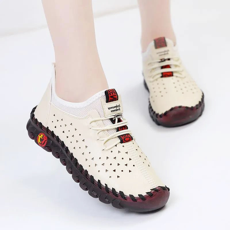 Χειροποίητα παπούτσια Mom με μαλακή σόλα, μονόχρωμα γυναικεία παπούτσια χορού, άνοιξη και καλοκαίρι 2022, νέα τετράγωνα παπούτσια χορού, αναπνεύσιμα, μαλακά δερμάτινα γυναικεία παπούτσια