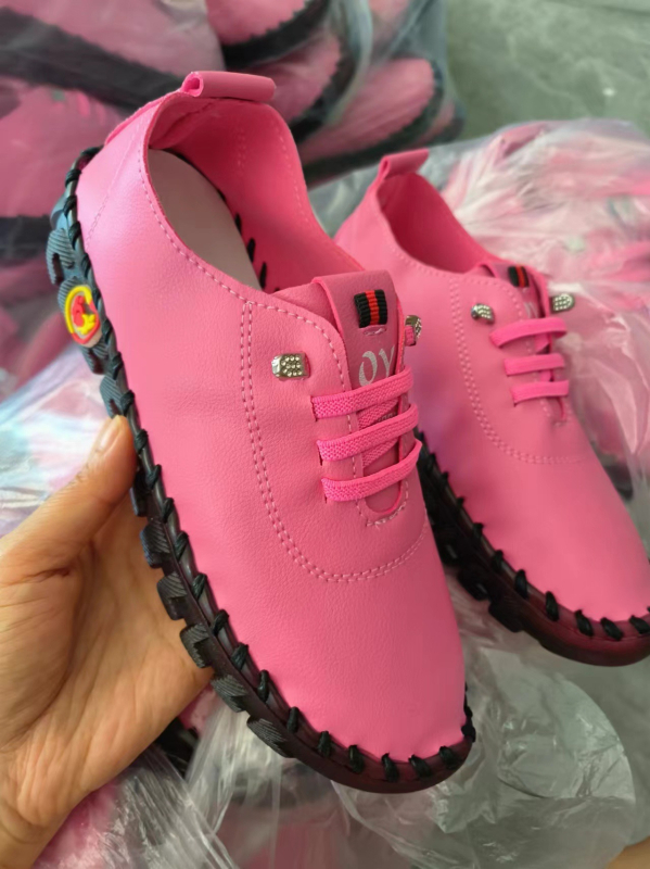 În stoc, cusături manuale pure, mărime plus, pantofi transfrontalieri Amazon pentru studenți, stație independentă, cu fund plat, pentru mame single