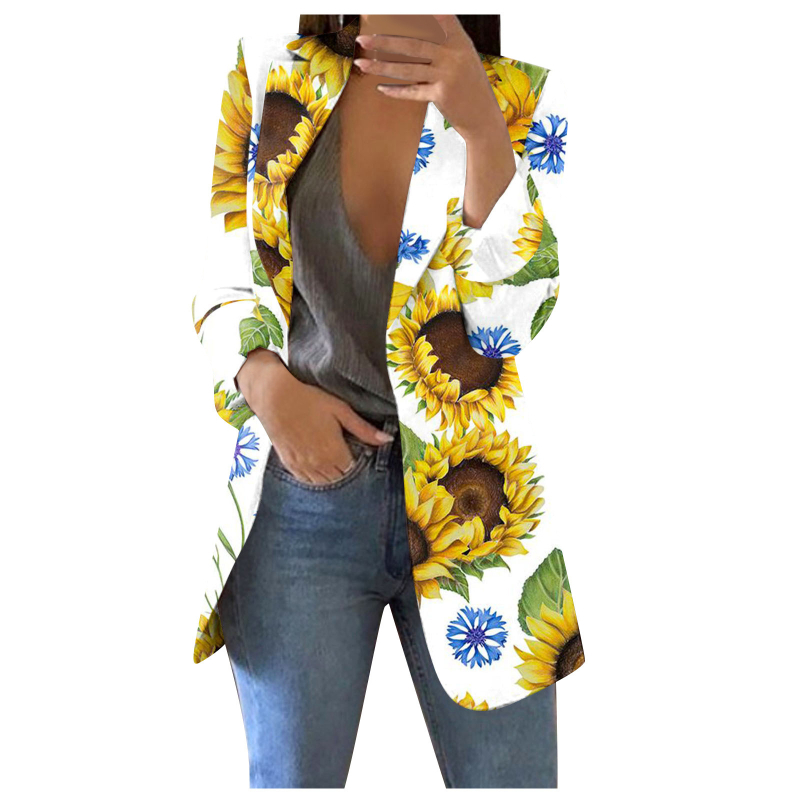 Γυναικείο Κοστούμι Κορεάτικο Στυλ Μόδα 2024 Κομψό Casual Αδυνάτισμα Φυτό Στάμπα Κομψό Τοπ WL008