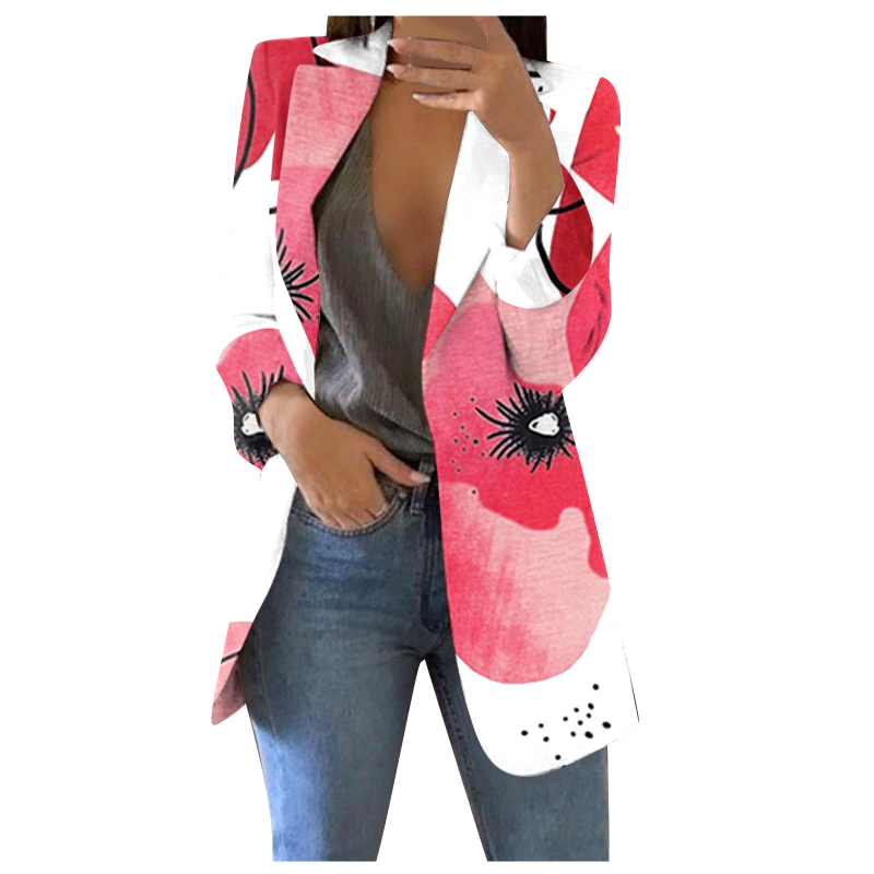 Γυναικείο Κοστούμι Κορεάτικο Στυλ Μόδα 2024 Κομψό Casual Αδυνάτισμα Φυτό Στάμπα Κομψό Τοπ WL008