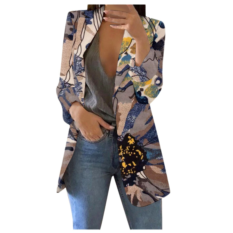 Γυναικείο Κοστούμι Κορεάτικο Στυλ Μόδα 2024 Κομψό Casual Αδυνάτισμα Φυτό Στάμπα Κομψό Τοπ WL008