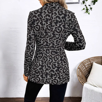 2025 Ευρωπαϊκό και Αμερικανικό Εξωτερικό Εμπόριο Διασυνοριακό Amazon Νέο Άνοιξη Μικρό Κοστούμι με Γιακά Λεοπάρ Στάμπα Στενή Εφαρμογή Μοντέρνο Μπουφάν Ευρωπαίων και Αμερικανών Γυναικών