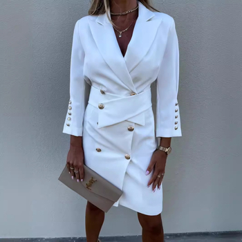 OL διασυνοριακό εξωτερικό εμπόριο Amazon ανεξάρτητος σταθμός νέο κολάρο κοστουμιού λεπτό λεπτό διπλό κουμπί σειράς αντιανεμικό παλτό