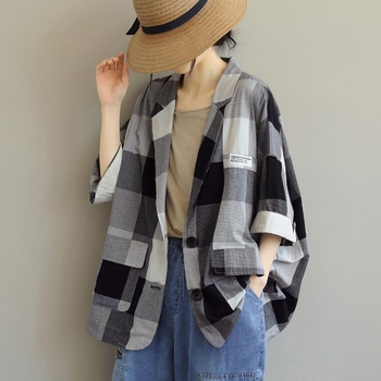 Naiste suvine 2024. aasta uus Korea stiilis lahtine pluss-suuruses pontsakas tüdrukute ülikond, õhuke vabaaja ruuduline väike ülikond