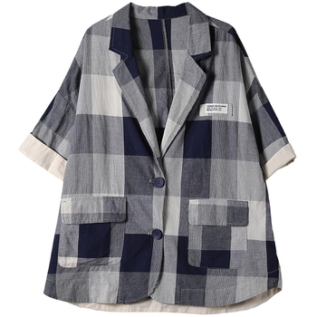 Naiste suvine 2024. aasta uus Korea stiilis lahtine pluss-suuruses pontsakas tüdrukute ülikond, õhuke vabaaja ruuduline väike ülikond