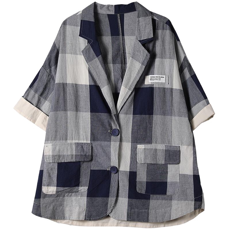 Naiste suvine 2024. aasta uus Korea stiilis lahtine pluss-suuruses pontsakas tüdrukute ülikond, õhuke vabaaja ruuduline väike ülikond