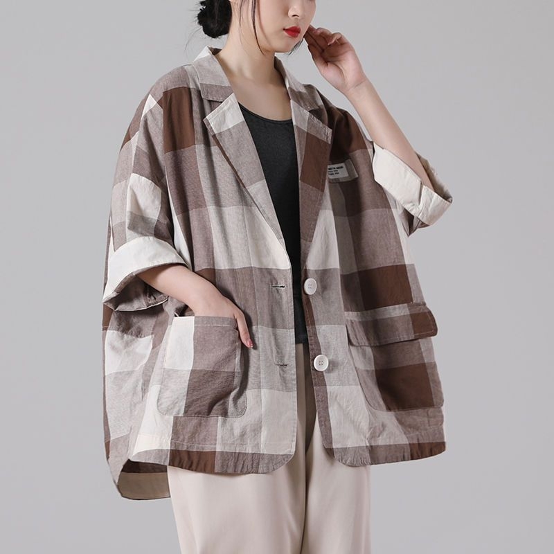 Naiste suvine 2024. aasta uus Korea stiilis lahtine pluss-suuruses pontsakas tüdrukute ülikond, õhuke vabaaja ruuduline väike ülikond