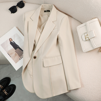 Sacou mic alb-crem pentru femei 2024, sacou casual lejer de toamnă, anul acesta, costum mic popular