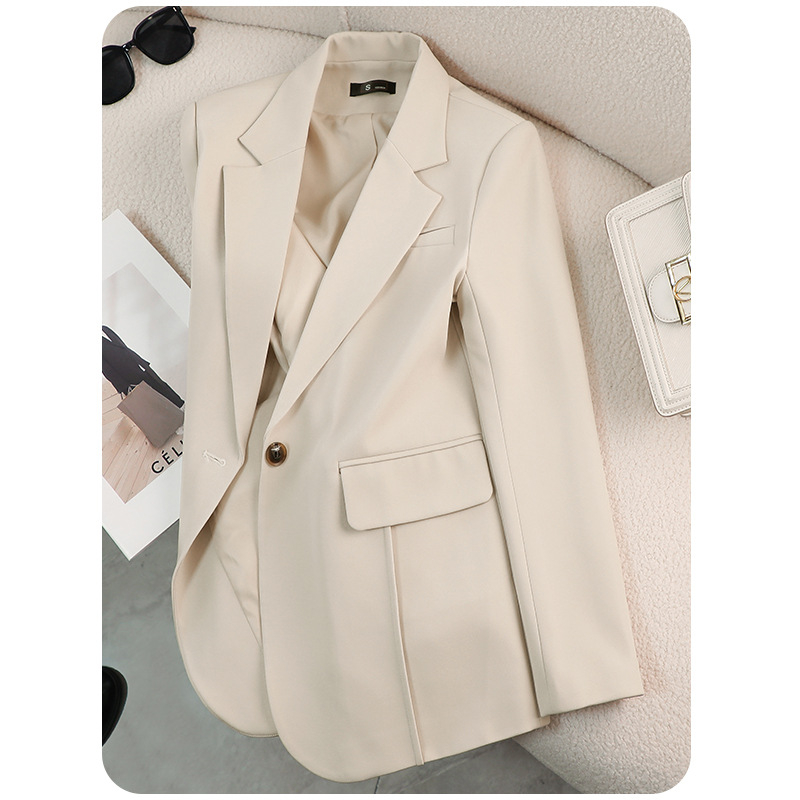 Sacou mic alb-crem pentru femei 2024, sacou casual lejer de toamnă, anul acesta, costum mic popular