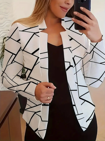 2023. gada jaunā AliExpress Amazon Eiropas un Amerikas modes sieviešu garās piedurknes žakete ar houndstooth rakstu.