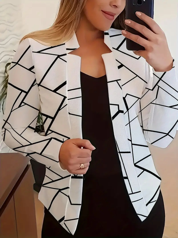 2023. gada jaunā AliExpress Amazon Eiropas un Amerikas modes sieviešu garās piedurknes žakete ar houndstooth rakstu.