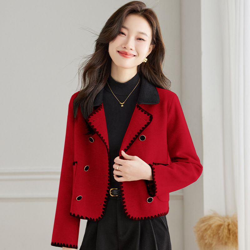 Dvipusis vilnonis paltas moterims 2023 m. naujas rudens ir žiemos madingas temperamentingas liekninamasis Chanel stiliaus trumpas vilnonis paltas