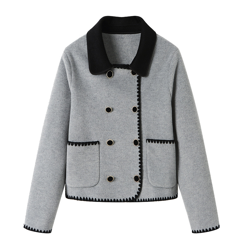 Dvipusis vilnonis paltas moterims 2023 m. naujas rudens ir žiemos madingas temperamentingas liekninamasis Chanel stiliaus trumpas vilnonis paltas