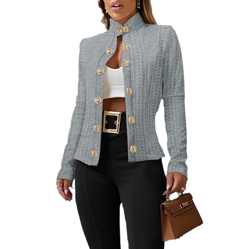 Πηγή Κατασκευαστής Independent Station Wish Cross-Border Γυναικείο Φθινοπωρινό και Χειμερινό Μοντέρνο Casual Stand Collar Pure Color Μακρυμάνικο Λεπτό Μπουφάν