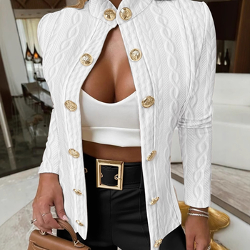 2024 Explosions Independent Station Amazon AliExpress Φθινόπωρο/Χειμώνας Μεταλλική Αγκράφα Διακοσμητικός Γιακάς με Μακρυμάνικο και Στενή Εφαρμογή, Γυναικεία Ρούχα