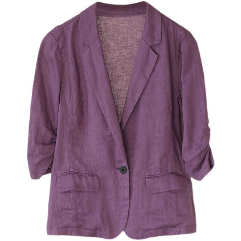 Jachetă de primăvară nouă pentru femei, din bumbac și in, cu mânecă subțire, plisată, cu șapte puncte, plus jachetă cool pentru femei