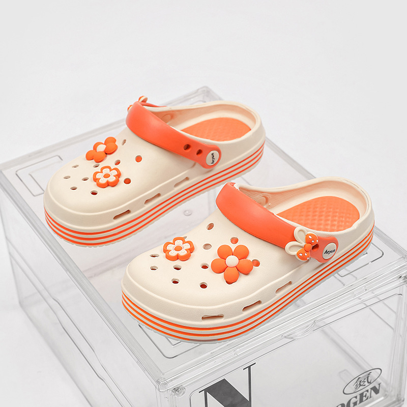 Дамски обувки Croc Shoes, лято 2024, нови, с дебела подметка, устойчиви на износване, удобни, неплъзгащи се, връхни дрехи Baotou, плажни сандали и чехли