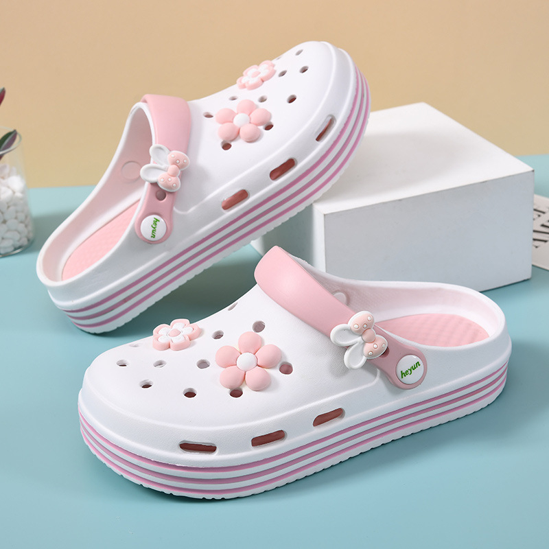 Дамски обувки Croc Shoes, лято 2024, нови, с дебела подметка, устойчиви на износване, удобни, неплъзгащи се, връхни дрехи Baotou, плажни сандали и чехли