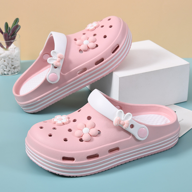 Дамски обувки Croc Shoes, лято 2024, нови, с дебела подметка, устойчиви на износване, удобни, неплъзгащи се, връхни дрехи Baotou, плажни сандали и чехли