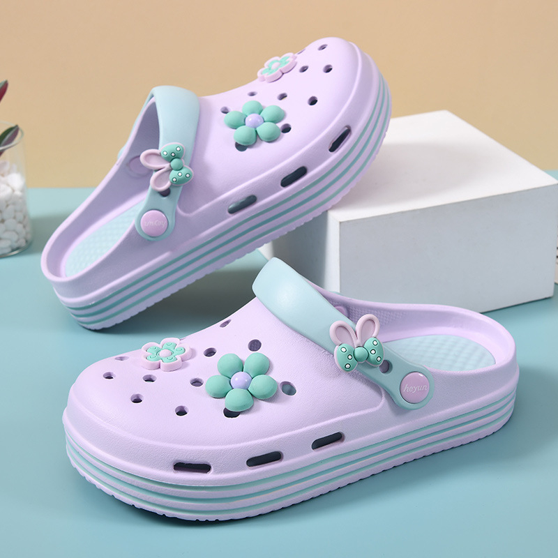 Дамски обувки Croc Shoes, лято 2024, нови, с дебела подметка, устойчиви на износване, удобни, неплъзгащи се, връхни дрехи Baotou, плажни сандали и чехли
