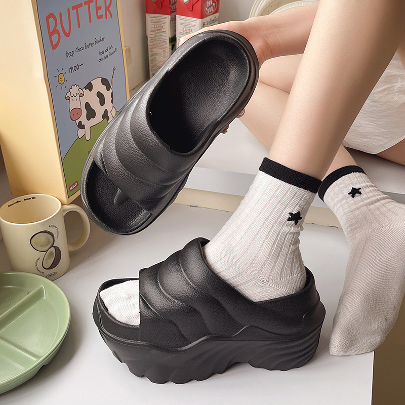 Papuci de vară pentru femei, cu talpă groasă, cu senzație de talpă moale, papuci cu toc înalt, populari pe malul mării, papuci cu nisip