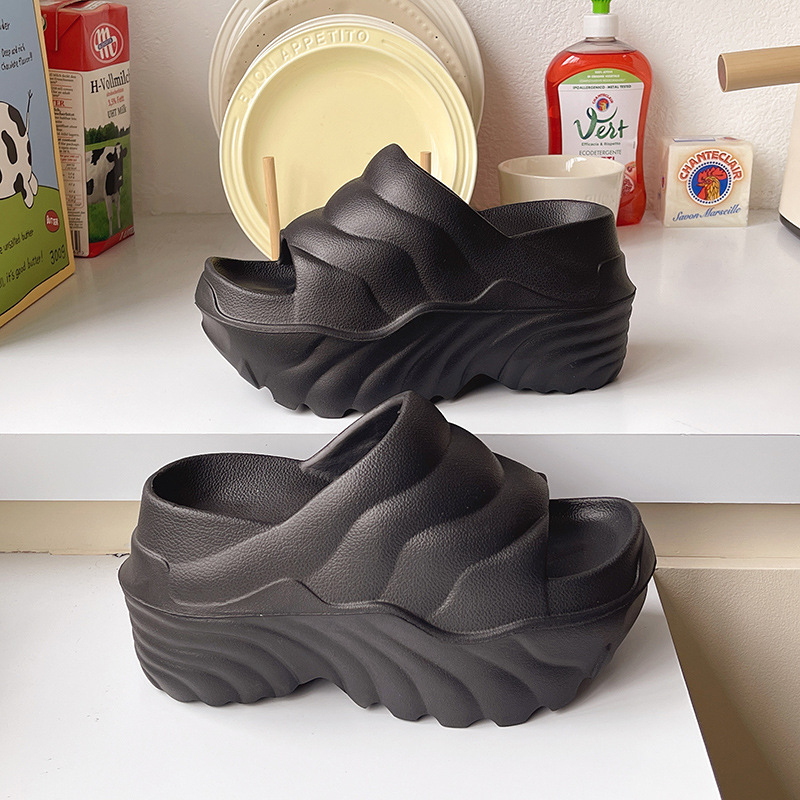 Papuci de vară pentru femei, cu talpă groasă, cu senzație de talpă moale, papuci cu toc înalt, populari pe malul mării, papuci cu nisip