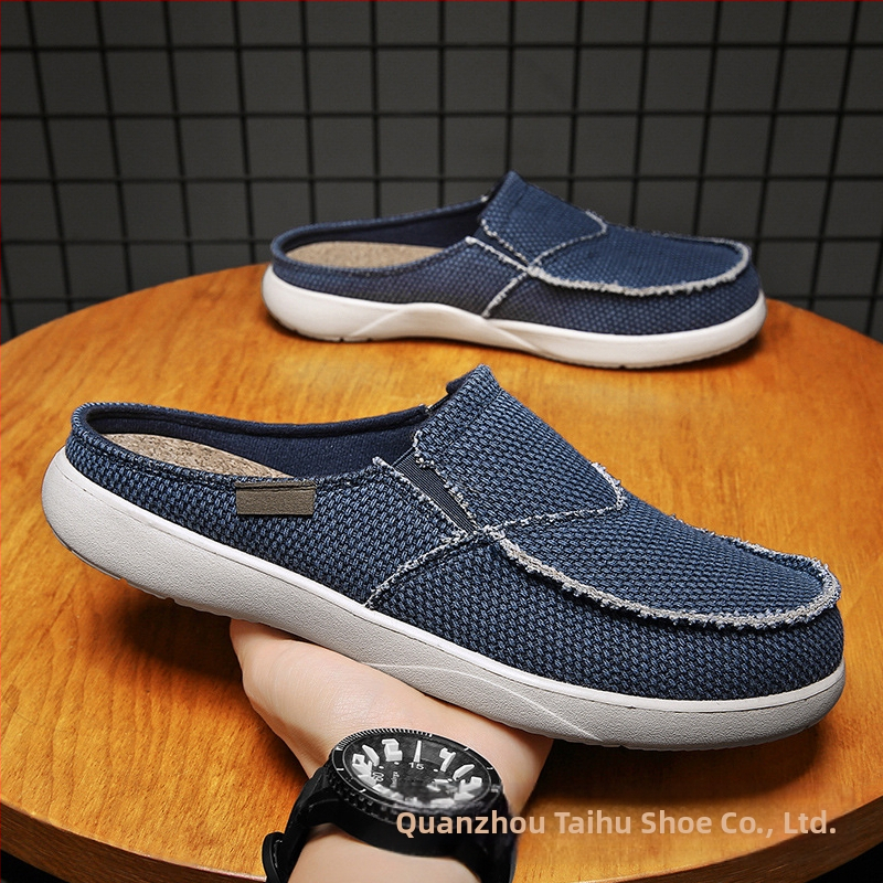 [Фабричен аутлет] Трансгранични големи мъжки летни леки дишащи чехли с половин плъзгане за шофиране, размер 47