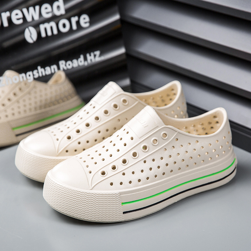 Летни обувки с дупка за жени с дебело дъно, мека повърхност, кухи, газещи, ежедневни, дишащи, водоустойчиви, плажни, външни, сандали с плъзгане за жени