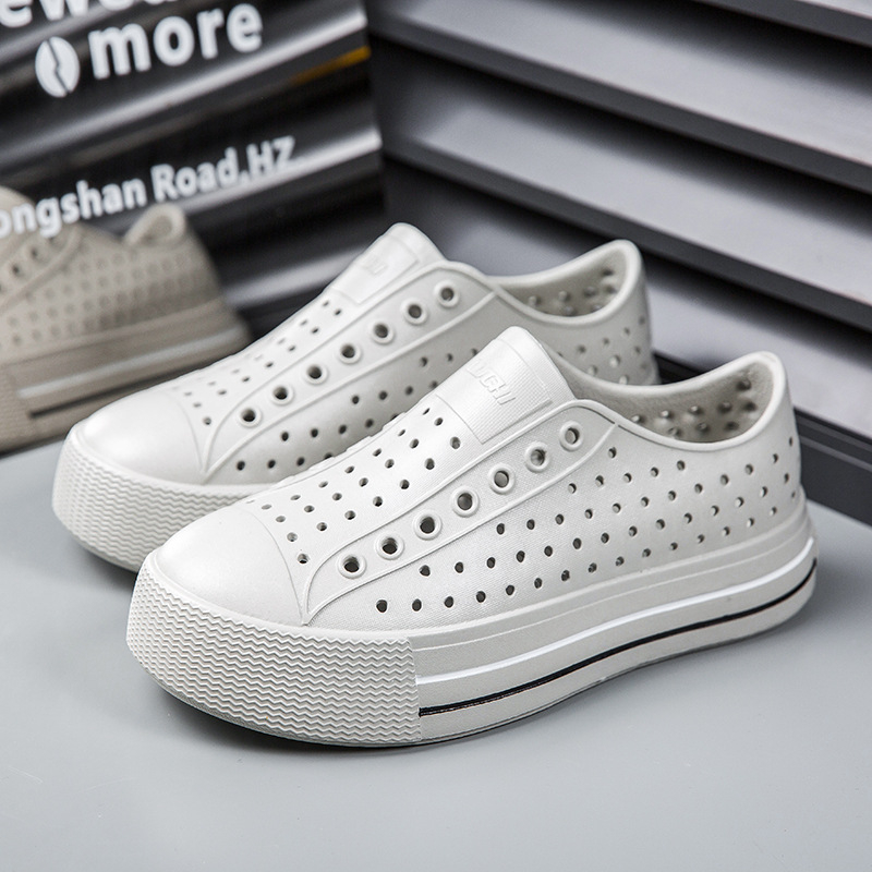 Летни обувки с дупка за жени с дебело дъно, мека повърхност, кухи, газещи, ежедневни, дишащи, водоустойчиви, плажни, външни, сандали с плъзгане за жени