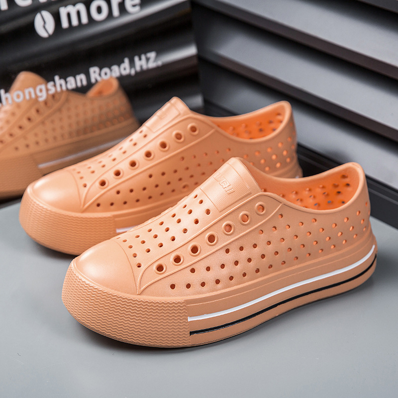Летни обувки с дупка за жени с дебело дъно, мека повърхност, кухи, газещи, ежедневни, дишащи, водоустойчиви, плажни, външни, сандали с плъзгане за жени
