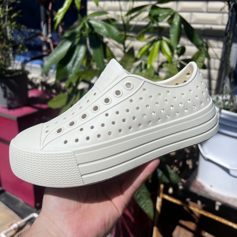 Летни обувки с дупка за жени с дебело дъно, мека повърхност, кухи, газещи, ежедневни, дишащи, водоустойчиви, плажни, външни, сандали с плъзгане за жени