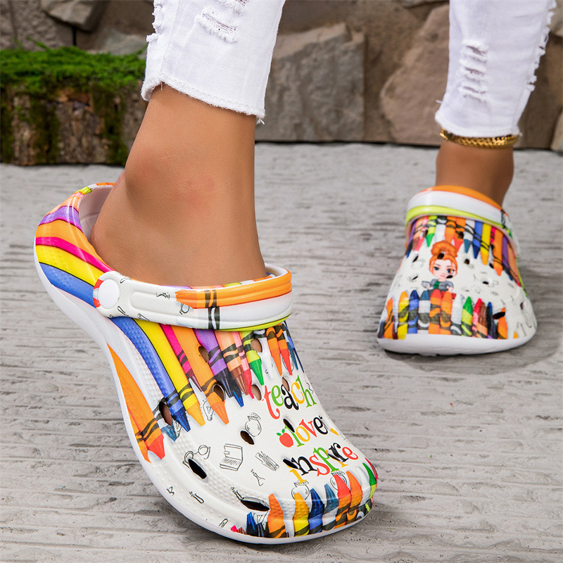 Dreváky Cross-Border New Transfer, Klasické maľované pánske a dámske topánky, Plážové topánky, Šľapky so špičkou, Dropshipping od výrobcu