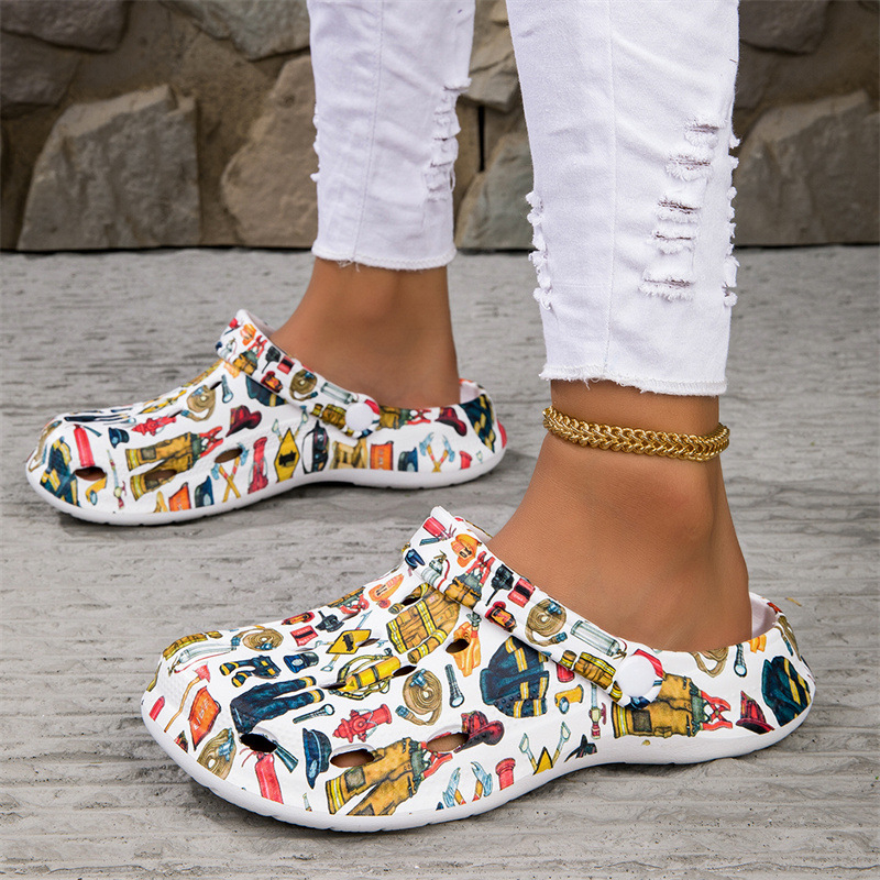 Dreváky Cross-Border New Transfer, Klasické maľované pánske a dámske topánky, Plážové topánky, Šľapky so špičkou, Dropshipping od výrobcu