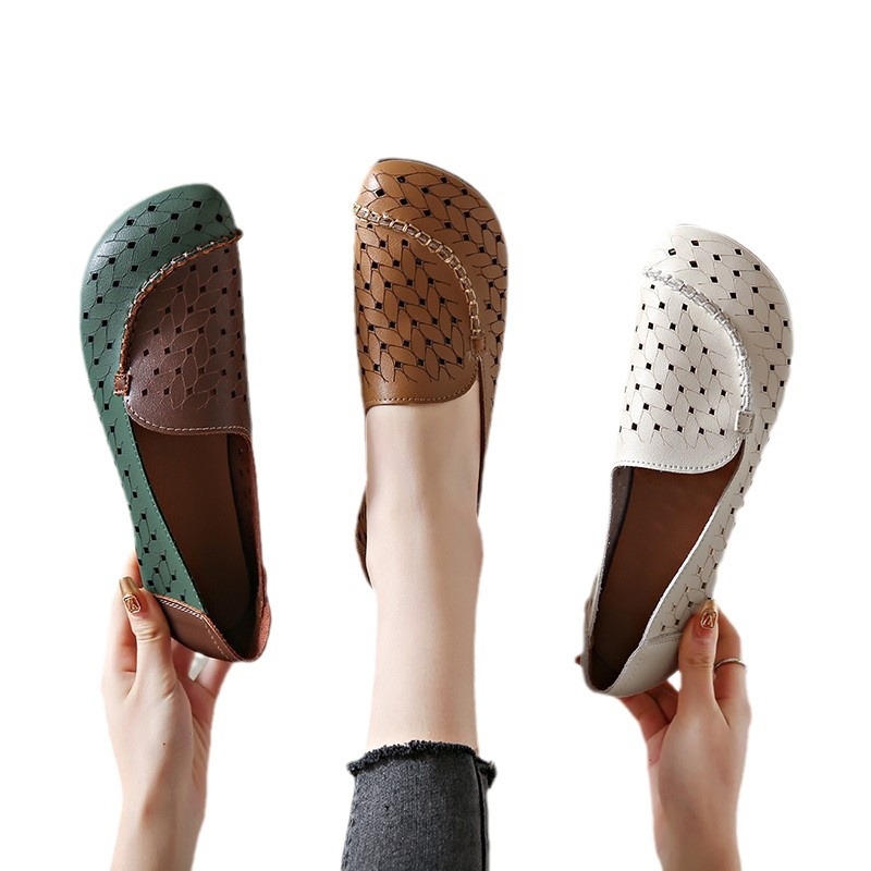 Pantofi sport cu un singur strat, scobiți în interior, pentru femei, primăvara și vara 2024, pantofi sport retro cu vârful pătrat, confortabili, cu croială joasă, pentru vârste mijlocii și vârstnici, en-gros