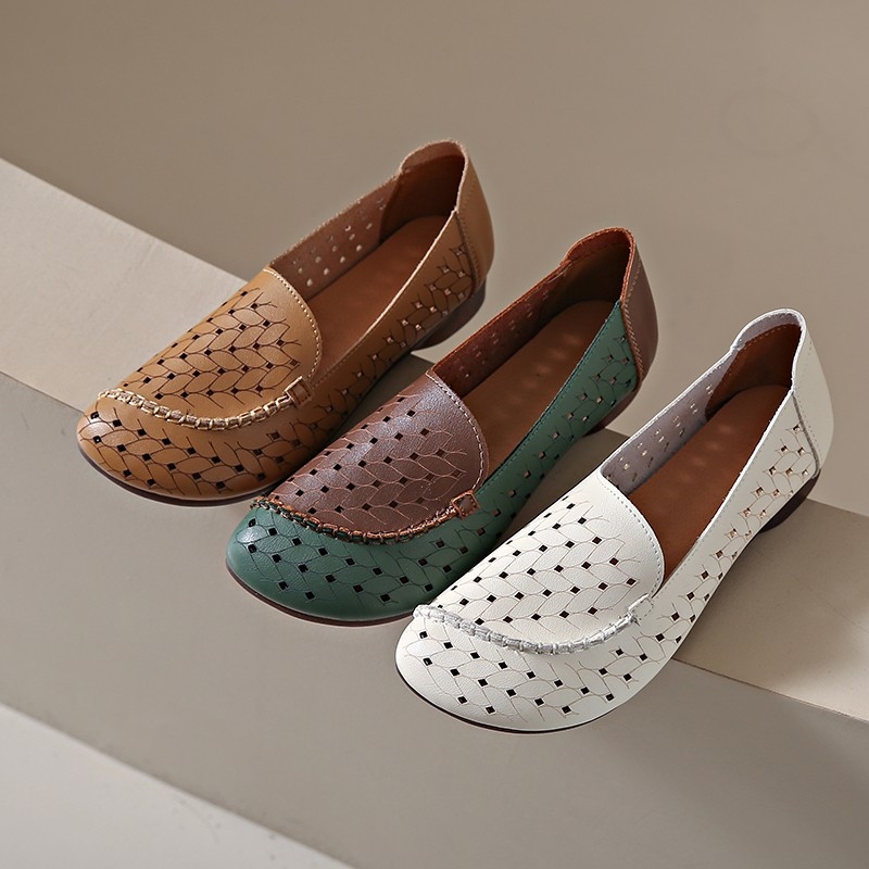 Pantofi sport cu un singur strat, scobiți în interior, pentru femei, primăvara și vara 2024, pantofi sport retro cu vârful pătrat, confortabili, cu croială joasă, pentru vârste mijlocii și vârstnici, en-gros