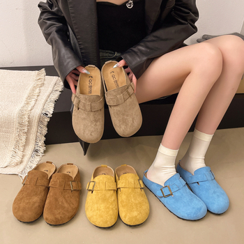 Väikese suurusega Birkenstock-stiilis sussid 2025. aasta kevad/suvi, uus kollektsioon, ülisuured retrohõbedased paksu tallaga ümara ninaga poollibisevad sussid naistele