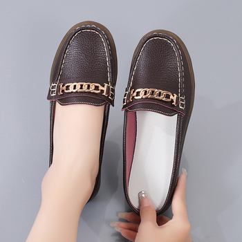 Pantofi sport casual de dimensiuni extraordinare pentru femei, de primăvară și de vară, confortabili, cu jumătate de pantofi plat, pantofi pentru femei însărcinate, sandale din piele naturală pentru mame de vârstă mijlocie și în vârstă