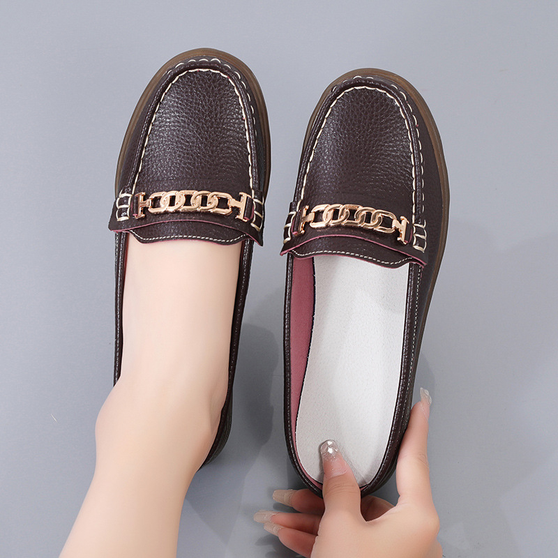 Pantofi sport casual de dimensiuni extraordinare pentru femei, de primăvară și de vară, confortabili, cu jumătate de pantofi plat, pantofi pentru femei însărcinate, sandale din piele naturală pentru mame de vârstă mijlocie și în vârstă