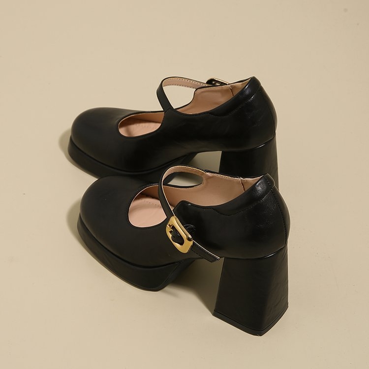 Pantofi Mary Jane pentru femei 2025 primăvara și toamna nouă franceză retro cu un singur cuvânt cataramă tocuri înalte toc gros impermeabil masă pantofi single