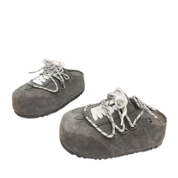 Euroopa moodsad paksu põhjaga Baotou naiste 2025. aasta kevadised uued jäätunud nahast paeltega Bocken kingad, mood vabaaja sussid