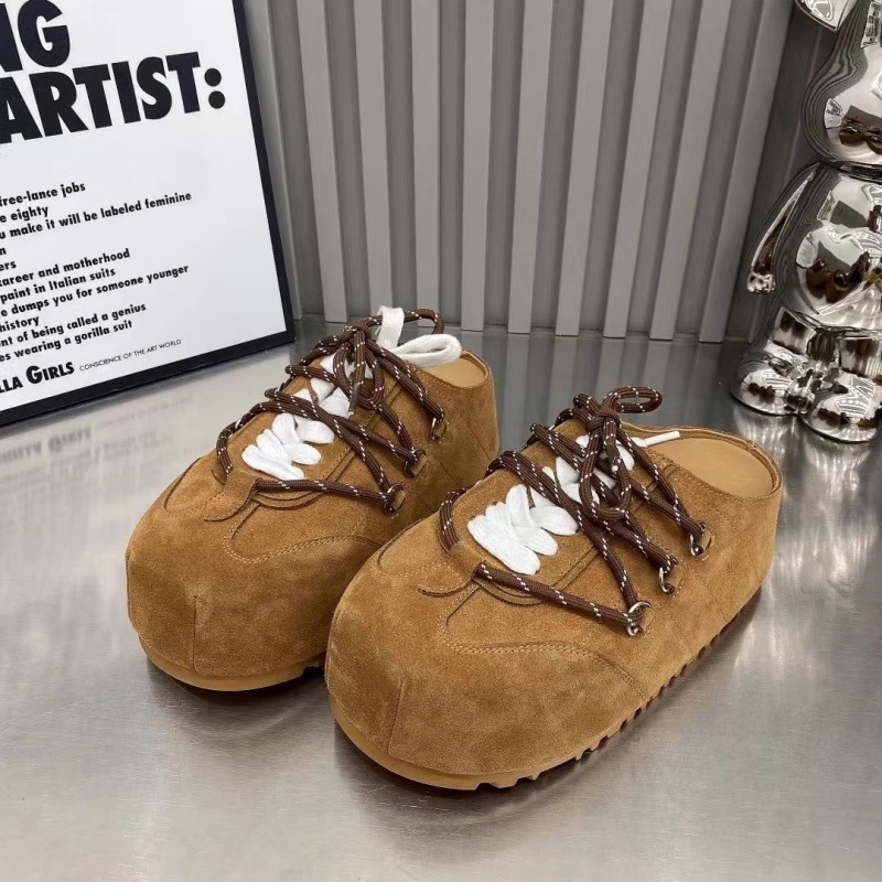 Euroopa moodsad paksu põhjaga Baotou naiste 2025. aasta kevadised uued jäätunud nahast paeltega Bocken kingad, mood vabaaja sussid