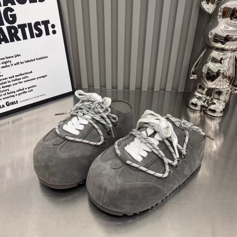 Euroopa moodsad paksu põhjaga Baotou naiste 2025. aasta kevadised uued jäätunud nahast paeltega Bocken kingad, mood vabaaja sussid