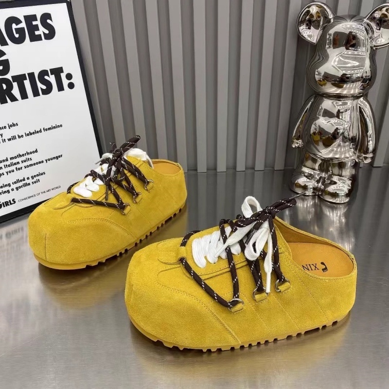 Euroopa moodsad paksu põhjaga Baotou naiste 2025. aasta kevadised uued jäätunud nahast paeltega Bocken kingad, mood vabaaja sussid