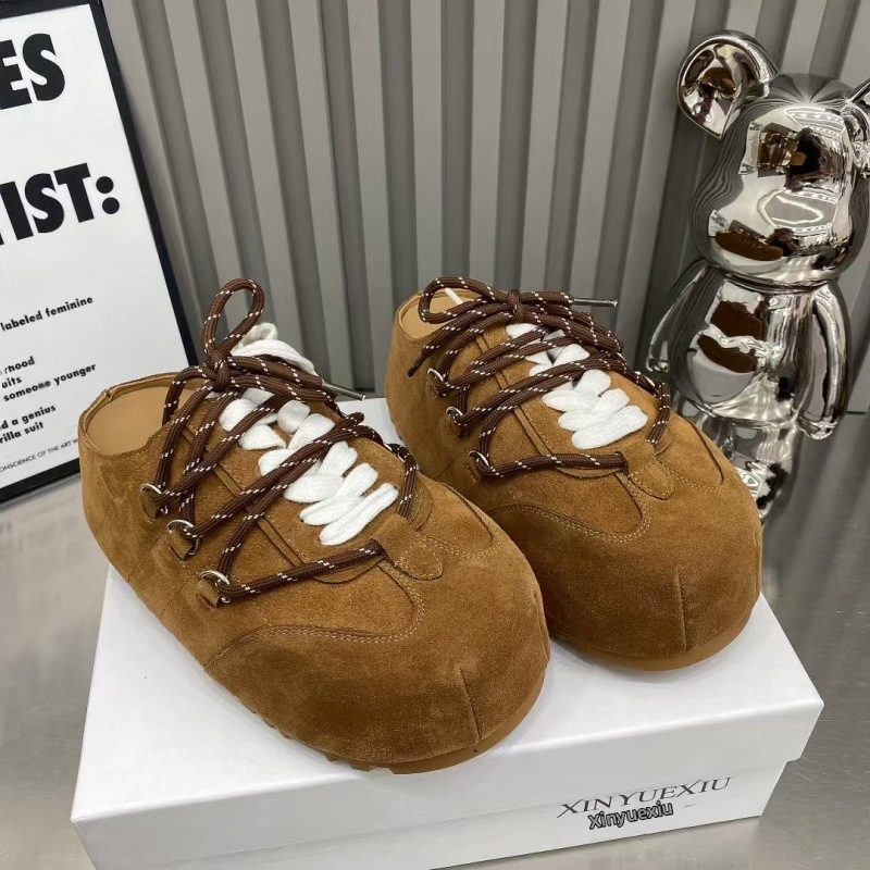 Euroopa moodsad paksu põhjaga Baotou naiste 2025. aasta kevadised uued jäätunud nahast paeltega Bocken kingad, mood vabaaja sussid